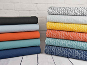 Baumwollstoff Pfeilspitzen Fischgr�t, wei� jeansblau