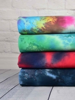 Jersey Batik, braun hellblau pink