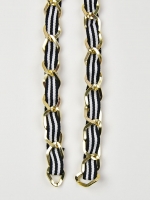 Taschenkette Gold mit Band 1m-St�ck, schwarz wei�