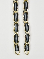 Taschenkette Gold mit Band 1m-St�ck, schwarz grau