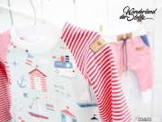 RESTST�CK 46 cm Ringeljersey 3mm - rot & wei� (garn-gef�rbt)