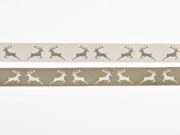 Webband 2 cm Hirsche beidseitig verwendbar, taupe