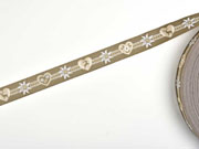 Webband 2cm Bord�re Edelwei� Trachtenlook, taupe