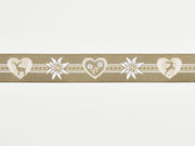 Webband 2cm Bord�re Edelwei� Trachtenlook, taupe