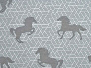 Dekostoff Pferde, hellgrau