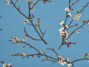 Dekostoff Kirschbl�ten Zweige, rauchblau