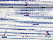 Dekostoff Segelboote maritim, dunkelblau wei�