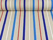 RESTST�CK 43 cm Leinenlook Dekostoff Streifen, wei� rot blau