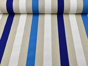 Leinenlook Dekostoff Blockstreifen, blau wei�