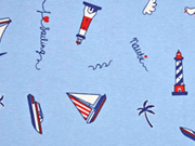 Dekostoff Boote Leuchtt�rme, rot wei� hellblau