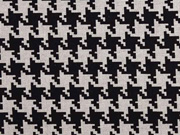 Dekostoff Leinenlook Hahnentritt, schwarz natur