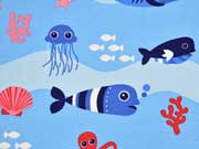 Dekostoff Meerestiere, hellblau