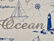 Dekostoff Leinenlook Ocean, natur - blau