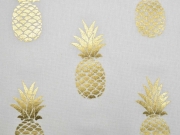 Dekostoff Metallic Pineapple Ananas, gold creme