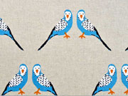 Leinenlook Wellensittich, blau natur