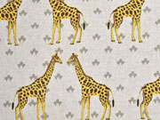 Leinenlook Dekostoff Giraffen, gelb natur