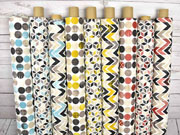 Dekostoff Zickzack Pfeile, taupe senfgelb cremewei�