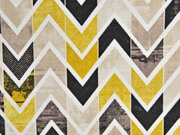 Dekostoff Zickzack Pfeile, taupe senfgelb cremewei�