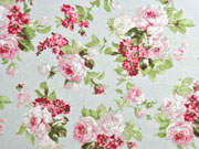 Dekostoff Rosenbouqet, rosa hellgr�n hellblau