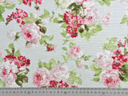 Dekostoff Rosenbouqet, rosa hellgr�n hellblau