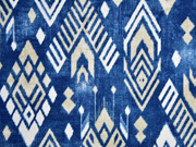Dekostoff Batiklook Inkamuster Boho Style, beige blau