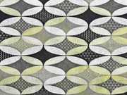 Dekostoff grafisches Muster Ovale, senfgelb grau schwarz