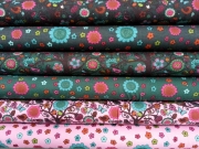 RESTST�CK 36 cm Jersey Blumen und V�gel im Wald, rosa