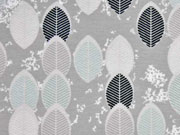 Jersey bunte Bl�tter, schwarz/mint auf taupe