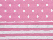 Doubleface Jacquardjersey Punkte Streifen Stenzo , creme rosa