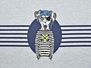 French Terry Hund Pirat Panel Stenzo, blau melange