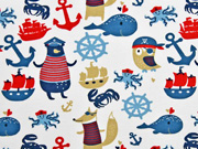 Jersey maritime Tiere und Motive, wei� rot blau