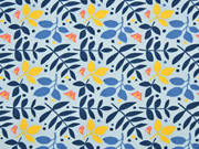 Jersey Bl�tter & Zweige, gelb hellblau