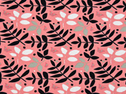 Jersey Bl�tter & Zweige, altrosa schwarz