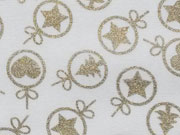 Baumwolle Weihnachtskugeln - gold auf cremewei�