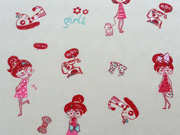 Baumwollpopelin Girls, creme/rot