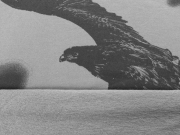 RESTST�CK 31,5 cm angerauter Sweat Adler, schwarz auf grau