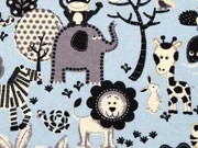 RESTST�CK 50 CM Butterweicher Flanell Zootiere, hellblau