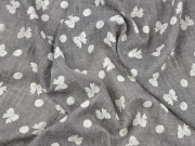 Leichter Strukturstoff Schleifen & Punkte, grau