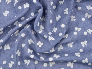 Leichter Strukturstoff Schleifen Punkte, jeansblau