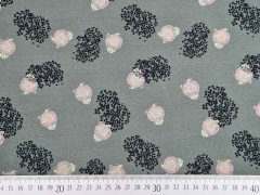 Viskose Jersey Blumen, rosa dunkelgr�n