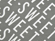 French Terry CUTE SWEET LOVE, grau