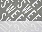 French Terry CUTE SWEET LOVE, grau