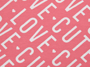 French Terry CUTE SWEET LOVE, koralle