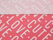 French Terry CUTE SWEET LOVE, koralle