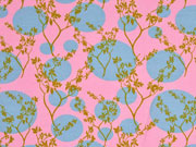 Jersey Punkte Zweige, rosa hellblau senf