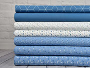 Baumwollstoff Federn, rauchblau