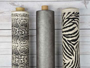 Leinenlook Dekostoff Schlangenmuster, grau schwarz natur