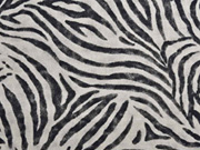 Leinenlook Dekostoff Zebramuster, grau schwarz natur
