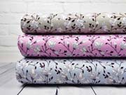 Viskosejersey Blumen und Ranken, taupe