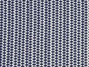 Hosenstoff Bengalin Zickzack, dunkelblau weiss